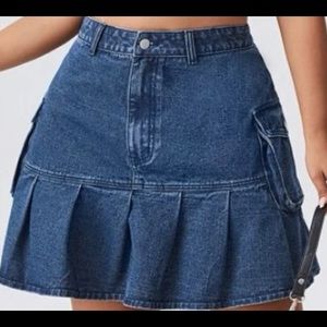 Plus size Denim pleated skirt